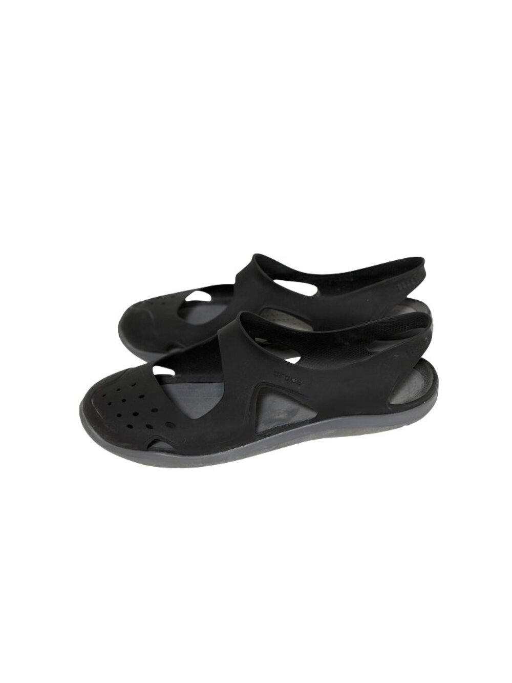 CROCS Swiftwater Wave Womens Size 10 Black Flat Sandals shoes Slip On Comfort